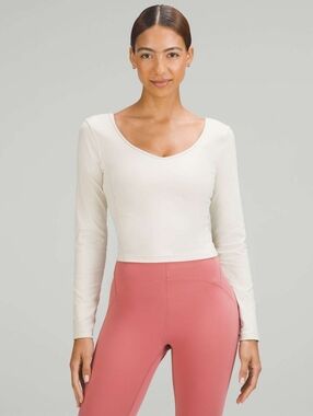 Lululemon Align Natural Ivory Nulu 8 V-Neck Cropped Top